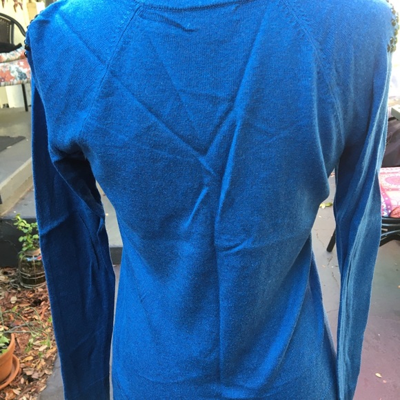 Merona Blue & Black Cotton Short Cardigan Sweater Sz XS - Picture 3 of 5